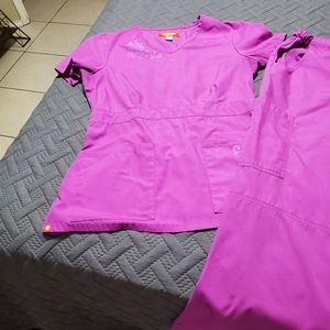 Orange brand purple scrub set